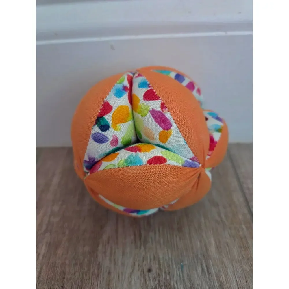 Lovevery Organic Montessori Puzzle‎ Ball 3.5” Orange Floral Sensory Baby Toy